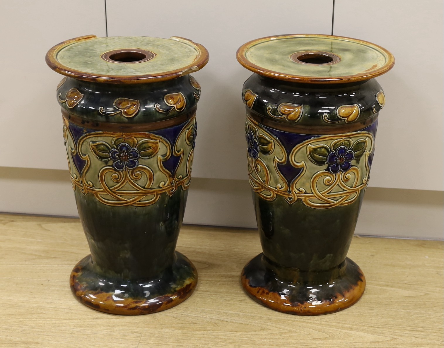 A pair of large Royal Doulton stoneware pedestals, 52.5cm